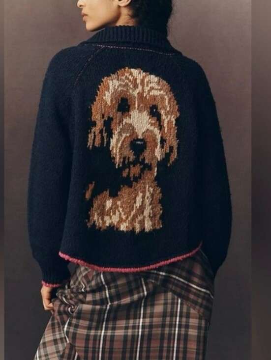 Anthropologie Sweaters - ANTHROPOLOGIE Pilcro Jesse Icon Doodle Cardigan Navy Knit RARE XS NWT